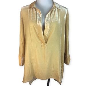 Sundance Splendor 100% Silk Velvet Yellow Gold Tunic Top
